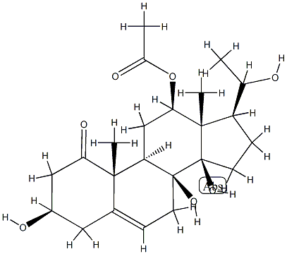 12β-Acetoxy-3β,8,14β,20-tetrahydroxypregn-5-en-1-one 结构式