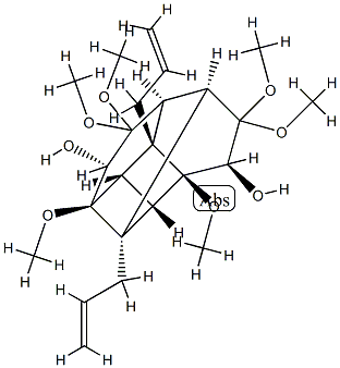 (1S,2S,5R)-1aβ,2,3,4,4aβ,5,6,7,7aβ,7bβ-Decahydro-2,4,4,6,6,7aβ-hexamethoxy-7bβ,8-di(2-propenyl)-1,2,5-metheno-1H-cyclobuta[de]naphthalene-3α,7β-diol 结构式