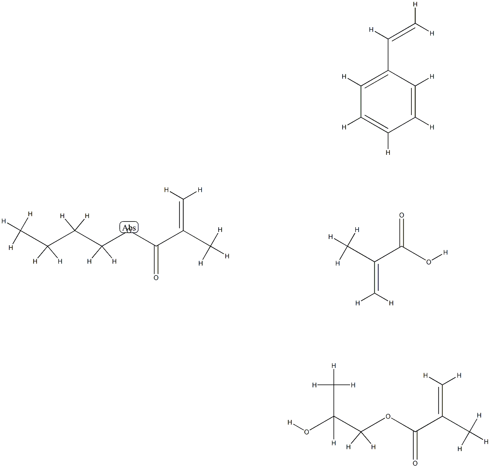 2-甲基-2-丙烯酸与2-甲基-2-丙烯酸丁酯、2-丙烯酸丁酯、乙烯基苯和1,2-丙二醇单(2-甲基-2-丙烯酸酯)的聚合物 结构式