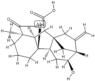 4aα,6α-Dihydroxy-1-methyl-8-methylenegibbane-1α,10β-dicarboxylic acid 1,4a-lactone 结构式