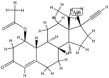 1-acetoxy-17-ethinyl-17-hydroxy-18-methyl-4-estren-3-one 结构式