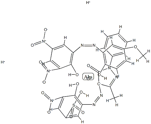 dihydrogen [3-[(4,5-dihydro-3-methyl-5-oxo-1-phenyl-1H-pyrazol-4-yl)azo]-4-hydroxy-5-nitrobenzenesulphonato(3-)][2-[(2-hydroxy-5-methoxyphenyl)azo]-4,6-dinitrophenolato(2-)]chromate(2-)  结构式