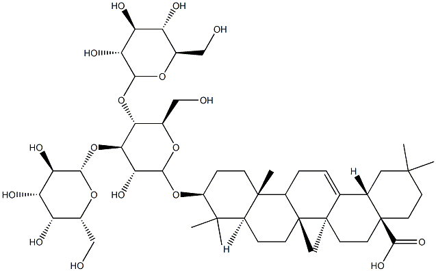 3α-[[4-O-β-D-Glucopyranosyl-3-O-β-D-galactopyranosyl-β-D-glucopyranosyl]oxy]olean-12-en-28-oic acid 结构式