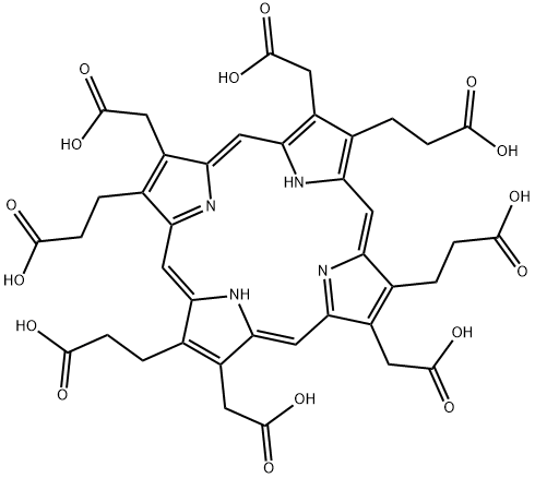3,7,13,17-tetrakis(carboxymethyl)-21H,23H-Porphine-2,8,12,18-tetrapropanoic acid 结构式