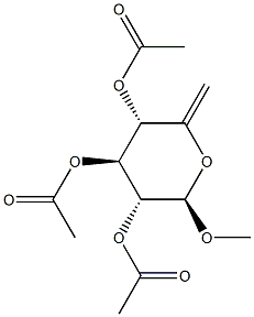 Methyl 2-O,3-O,4-O-triacetyl-6-deoxy-β-D-xylo-5-hexenopyranoside 结构式