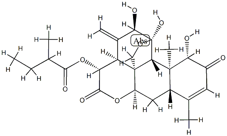 11β,20-Epoxy-1β,11α,12α-trihydroxy-15β-(2-methyl-1-oxobutoxy)picrasa-3,13(21)-diene-2,16-dione 结构式