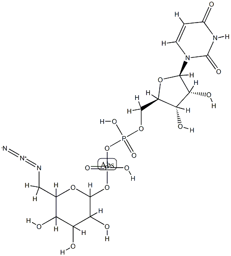尿苷 5'-(三氢二磷酸酯) P'-(6-叠氮基-6-脱氧-ALPHA-D-吡喃葡萄糖基)酯 结构式