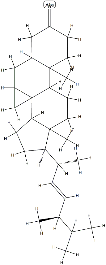 (22E)-3',7β-Dihydrocycloprop[7,8]-5α-ergost-22-en-3-one 结构式