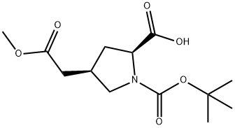 (2S,4R)-1-(叔丁氧基羰基)-4-(2-甲氧基-2-氧乙基)吡咯烷-2-羧酸 结构式