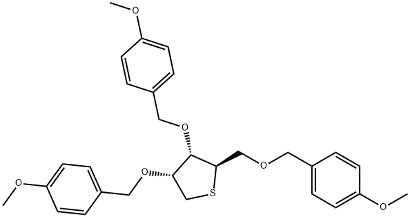 1,4-dideoxy-1,4-epithio-2,3,5-tris-O-[(4-methoxyphenyl)methyl]-D-Ribitol 结构式