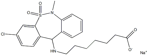 sodium (±)-7-[(3-chloro-6,11-dihydro-6-methyldibenzo[c,f][1,2]thiazepin-11-yl)amino]heptanoate S,S-dioxide 结构式