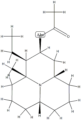 (1R,3aβ,6aβ)-Dodecahydro-1-ethyl-9aβ-methylpyrido[2,1,6-de]quinolizin-2β-ol acetate 结构式