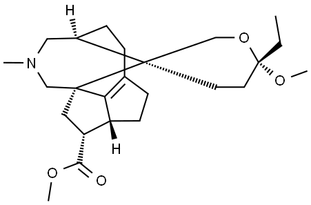 (4S,6'S,11R)-6'-Ethyl-2,3,4,5,5',6,6',7,8,8aα,9α,10-dodecahydro-6'-methoxy-2-methylspiro[1H-4,10aα-methanopentaleno[1,6-cd]azonine-11,3'(4'H)-[2H]-pyran]-9-carboxylic acid methyl ester 结构式