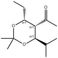 Ethanone, 1-[(4R,5S,6R)-4-ethyl-2,2-dimethyl-6-(1-methylethyl)-1,3-dioxan-5-yl]-, rel- (9CI) 结构式