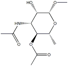 Methyl 3-(acetylamino)-3,6-dideoxy-β-D-mannopyranoside 4-acetate 结构式