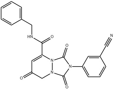 2-(3-氰基苯基)-2,3,7,8-四氢-1,3,7-三氧代-N-(苯基甲基)-1H-[1,2,4]三唑并[1,2-A]哒嗪-5-甲酰胺 结构式
