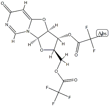 Trifluoroacetic acid [(2R)-2,3,3aβ,9aβ-tetrahydro-6-oxo-3β-[(trifluoroacetyl)oxy]-6H-furo[2',3':4,5]oxazolo[3,2-c]pyrimidin-2α-yl]methyl ester 结构式