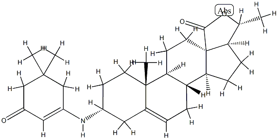(20R)-3α-[(5,5-Dimethyl-3-oxo-1-cyclohexen-1-yl)amino]-20-hydroxypregn-5-en-18-oic acid γ-lactone 结构式