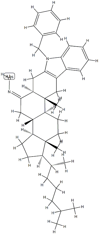 1'-Phenylmethyl-1'H-5α-cholest-2-eno[3,2-b]indol-6-one oxime 结构式