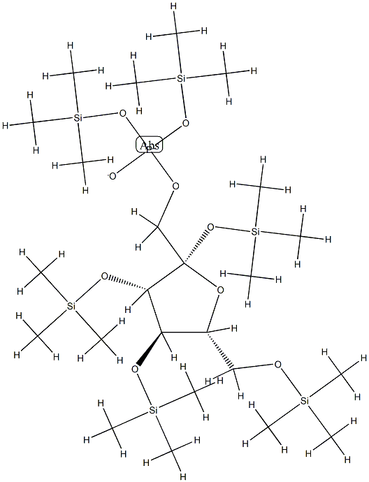 beta-D-Fructofuranose, 2,3,4,6-tetrakis-O-(trimethylsilyl)-, bis(trime thylsilyl) phosphate 结构式