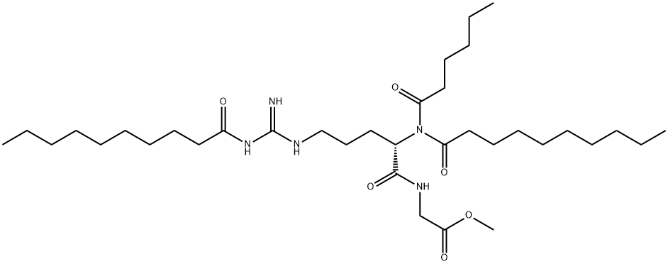 N5-[Imino[(1-oxodecyl)amino]methyl]-N2-(1-oxodecyl)-N2-(1-oxohexyl)-L-Orn-Gly-OMe 结构式