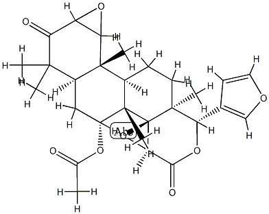 (17aS,13α,14β)-7α-Acetyloxy-1,2:14,15β:21,23-triepoxy-4,4,8-trimethyl-D-homo-24-nor-17-oxa-5α-chola-20,22-diene-3,16-dione 结构式