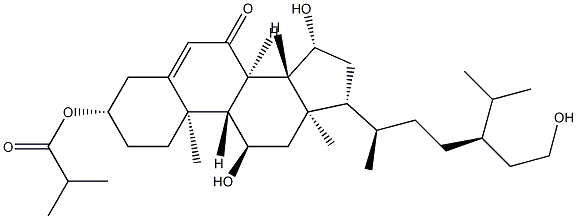 (24R)-11α,15β,29-Trihydroxy-3β-(2-methyl-1-oxopropoxy)stigmast-5-en-7-one 结构式