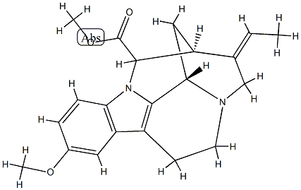 (16ξ,19E)-19,20-Didehydro-10-methoxy-1,16-cyclocorynan-17-oic acid methyl ester 结构式