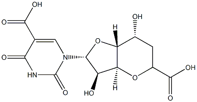 3,7-Anhydro-1-[5-carboxy-3,4-dihydro-2,4-dioxopyrimidin-1(2H)-yl]-1,6-dideoxy-D-glycero-β-D-allo-octofuranuronic acid 结构式