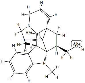 (3β,5α,12β,19α,20R)-6,7-Didehydro-1-methyl-2α,20-cycloaspidospermidine-3-methanol 结构式