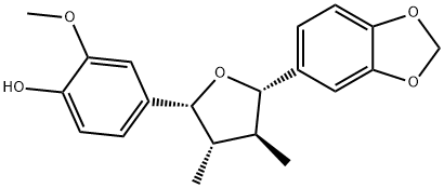 4-[(2R)-5β-(1,3-Benzodioxol-5-yl)tetrahydro-3β,4α-dimethylfuran-2-yl]-2-methoxyphenol 结构式