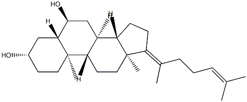 5α-Cholesta-17(20),24-diene-3β,6α-diol 结构式