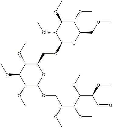 6-O-[6-O-(2-O,3-O,4-O,6-O-Tetramethyl-β-D-glucopyranosyl)-2-O,3-O,4-O-trimethyl-β-D-glucopyranosyl]-2-O,3-O,4-O,5-O-tetramethyl-D-glucose 结构式