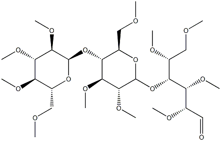 4-O-[4-O-(2-O,3-O,4-O,6-O-Tetramethyl-α-D-glucopyranosyl)-2-O,3-O,6-O-trimethyl-α-D-glucopyranosyl]-2-O,3-O,5-O,6-O-tetramethyl-D-glucose 结构式