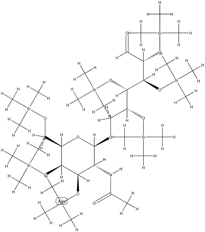 6-O-[2-(Acetylamino)-3-O,4-O,6-O-tris(trimethylsilyl)-2-deoxy-β-D-galactopyranosyl]-2-O,3-O,4-O,5-O-tetrakis(trimethylsilyl)-D-galactose 结构式