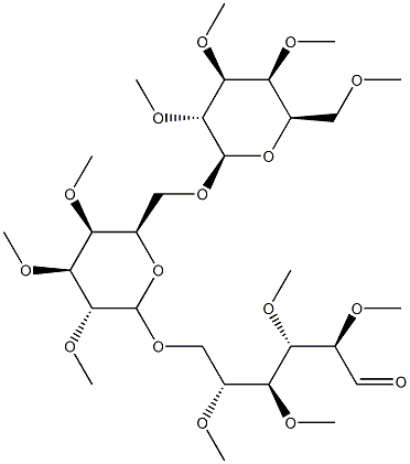 6-O-[6-O-(2-O,3-O,4-O,6-O-Tetramethyl-β-D-galactopyranosyl)-2-O,3-O,4-O-trimethyl-β-D-galactopyranosyl]-2-O,3-O,4-O,5-O-tetramethyl-D-galactose 结构式