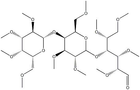 4-O-[4-O-(2-O,3-O,4-O,6-O-Tetramethyl-β-D-galactopyranosyl)-2-O,3-O,6-O-trimethyl-β-D-galactopyranosyl]-2-O,3-O,5-O,6-O-tetramethyl-D-glucose 结构式