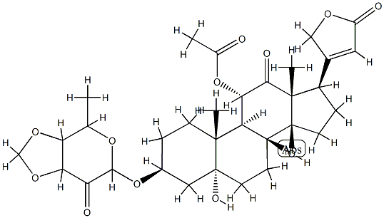 11α-(Acetyloxy)-3β-[[6-methyl-4,5-(methylenebisoxy)tetrahydro-3-oxo-2H-pyran-2-yl]oxy]-5,14-dihydroxy-12-oxo-5α-card-20(22)-enolide 结构式