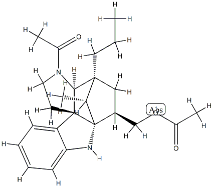 (5α,12β,19α,20R)-9-Acetyl-2α,20-cyclo-8,9-secoaspidospermidine-3β-methanol acetate 结构式