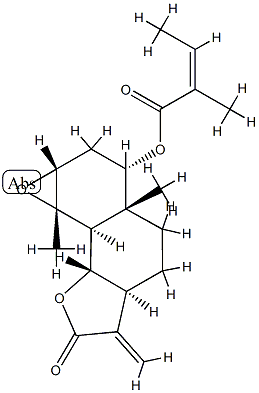 (Z)-2-Methyl-2-butenoic acid (1aR)-1aβ,2,3,3a,4,5,5aα,6,7,8aβ,8bα,8c-dodecahydro-3aβ,8cβ-dimethyl-6-methylene-7-oxooxireno[7,8]naphtho[1,2-b]furan-3α-yl ester 结构式