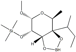 Methyl 3-O,4-O-(butylboranediyl)-2-O-(trimethylsilyl)-6-deoxy-α-L-galactopyranoside 结构式