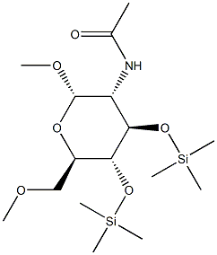 Methyl 2-(acetylamino)-3-O,4-O-bis(trimethylsilyl)-6-O-methyl-2-deoxy-α-D-glucopyranoside 结构式