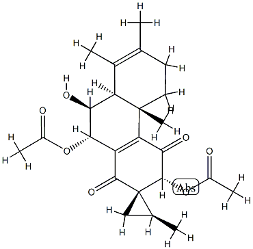 (2S,1S,3'R,4'bS,8'aS,9'S,10'S)-3',10'-Diacetoxy-4'b,5',6',8'a,9',10'-hexahydro-9'-hydroxy-2,4'b,7',8'-tetramethylspiro[cyclopropane-1,2'(1'H)-phenanthrene]-1',4'(3'H)-dione 结构式