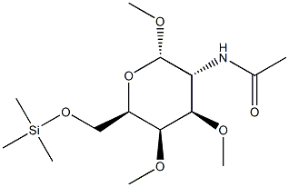 Methyl 2-(acetylamino)-3-O,4-O-dimethyl-6-O-(trimethylsilyl)-2-deoxy-α-D-galactopyranoside 结构式