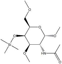 Methyl 2-(acetylamino)-3-O,6-O-dimethyl-4-O-(trimethylsilyl)-2-deoxy-α-D-galactopyranoside 结构式