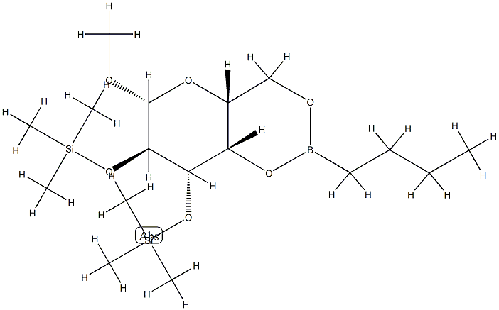 Methyl 2-O,3-O-bis(trimethylsilyl)-4-O,6-O-(butylboranediyl)-β-D-galactopyranoside 结构式