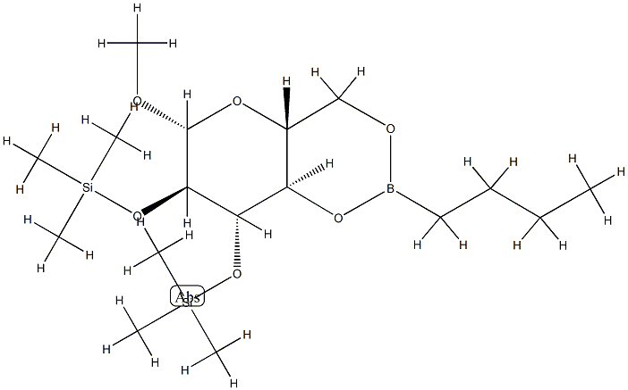 beta-D-Glucopyranoside, methyl 2,3-bis-O-(trimethylsilyl)-, cyclic but ylboronate 结构式