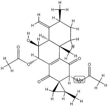 (1S,2S,3'R,4'bS,7'S,8'aS,9'S,10'S)-3',10'-Bis(acetyloxy)-4'b,5',6',7',8',8'a,9',10'-octahydro-9'-hydroxy-2,4'b,7'-trimethyl-8'-methylenespiro[cyclopropane-1,2'(1'H)-phenanthrene]-1',4'(3'H)-dione 结构式