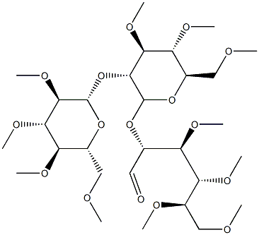 3-O,4-O,5-O,6-O-Tetramethyl-2-O-[3-O,4-O,6-O-trimethyl-2-O-(2-O,3-O,4-O,6-O-tetramethyl-β-D-glucopyranosyl)-β-D-glucopyranosyl]-D-glucose 结构式