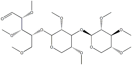2-O,3-O,5-O-Trimethyl-4-O-[2-O,4-O-dimethyl-3-O-(2-O,3-O,4-O-trimethyl-β-D-xylopyranosyl)-β-D-xylopyranosyl]-D-xylose 结构式